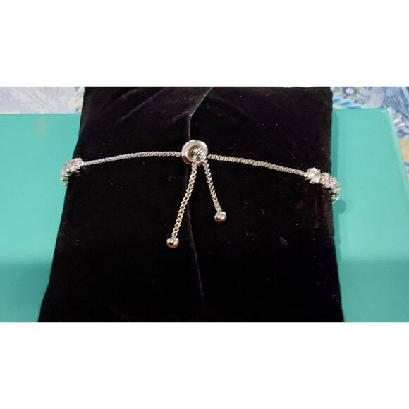 Gorgeous 8 Ct. Round Cut Sim Diamond Bolo Tennis Bracelet~18KWGP~New - Picture 5 of 5